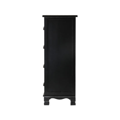 Vintage Bedside Table Chest 4 Drawers Storage Cabinet Nightstand Black
