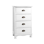 Vintage Bedside Table Chest 4 Drawers Storage Cabinet Nightstand White