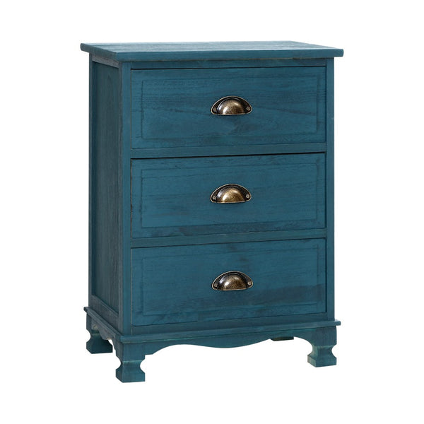  Bedside Table 3 Drawers Vintage - Thyme Blue