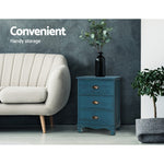 Bedside Table 3 Drawers Vintage - Thyme Blue
