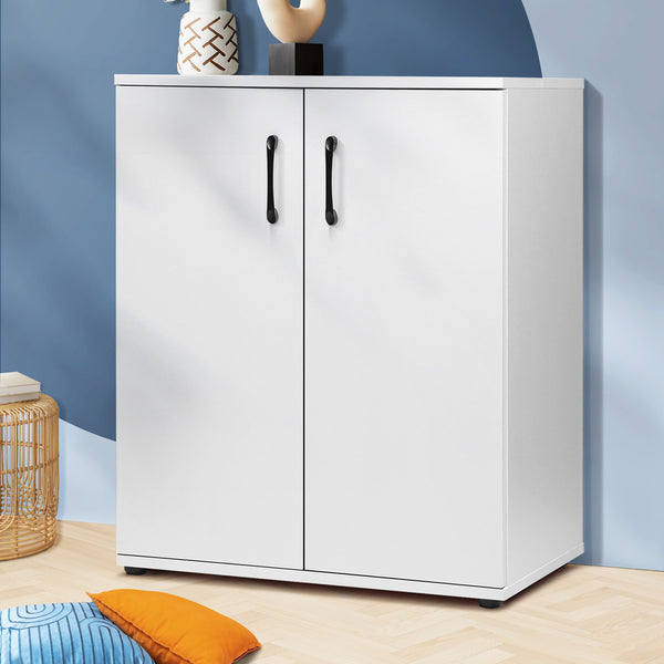  Sleek and Stylish: Versatile Sideboard Cupboard for Bathroom Storage-Natural beige\White