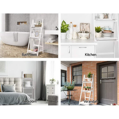 Bookshelf Corner Shelf 3 Tiers - Zane White