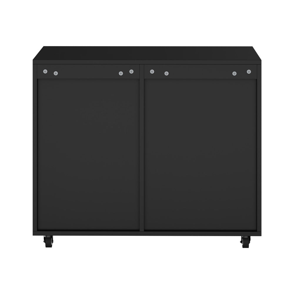 Rolling Filing Cabinet Office Storage Unit 5 Drawer 1 Door Black 78x40x67cm