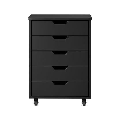 Compact Home Office Filing Cabinet 5 Drawer Mobile Storage Black 48x40x67cm