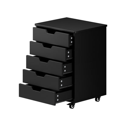 Compact Home Office Filing Cabinet 5 Drawer Mobile Storage Black 48x40x67cm