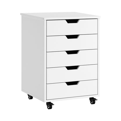 Compact Home Office Filing Cabinet 5 Drawer Mobile Storage Black 48x40x67cm