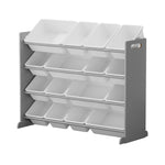 Kids Toy Storage Organiser 16 Bin Shelf with Removable Drawers Grey/White