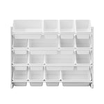 Kids Toy Storage Organiser 16 Bin Shelf with Removable Drawers Grey/White