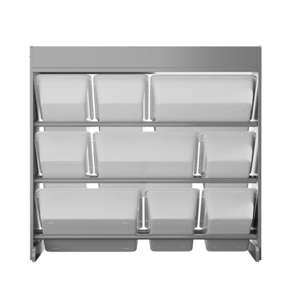 Kids Toy Storage Organiser 9 Bin Bookshelf Shelf Unit for Playroom Grey/White