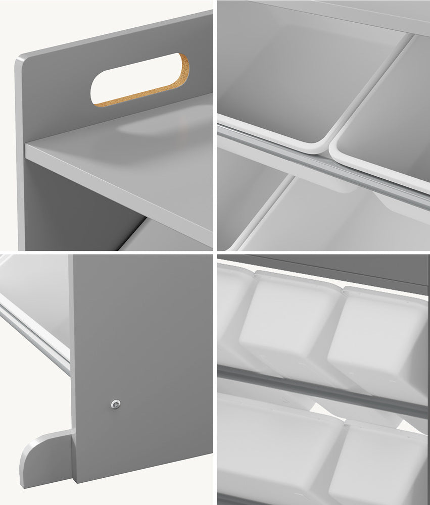 Kids Toy Storage Organiser 9 Bin Bookshelf Shelf Unit for Playroom Grey/White