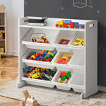 Kids Toy Storage Organiser 9 Bin Bookshelf Shelf Unit for Playroom Grey/White