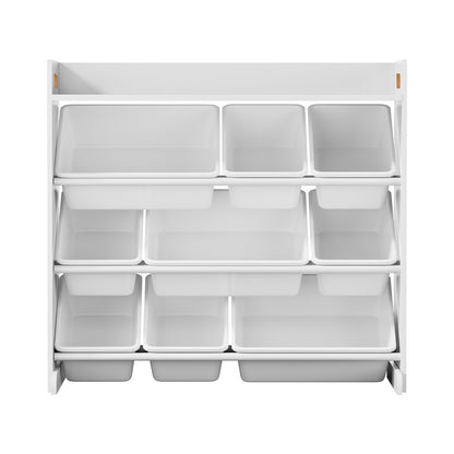 Kids Toy Storage Organiser 9 Bin Bookshelf Shelf Unit for Playroom Grey/White