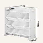 Kids Toy Storage Organiser 9 Bin Bookshelf Shelf Unit for Playroom Grey/White
