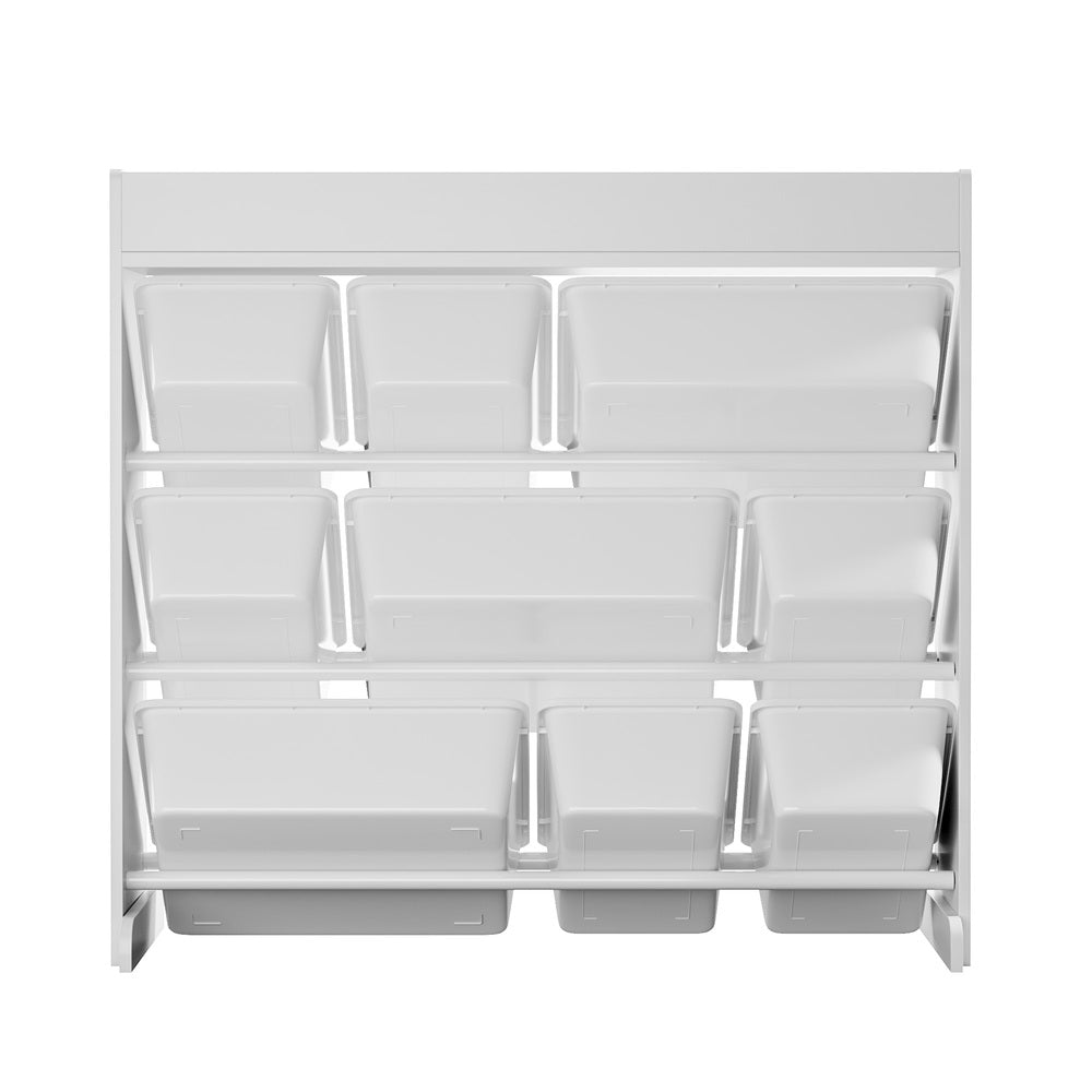 Kids Toy Storage Organiser 9 Bin Bookshelf Shelf Unit for Playroom Grey/White