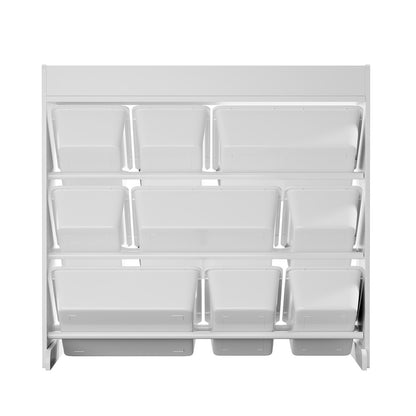 Kids Toy Storage Organiser 9 Bin Bookshelf Shelf Unit for Playroom Grey/White