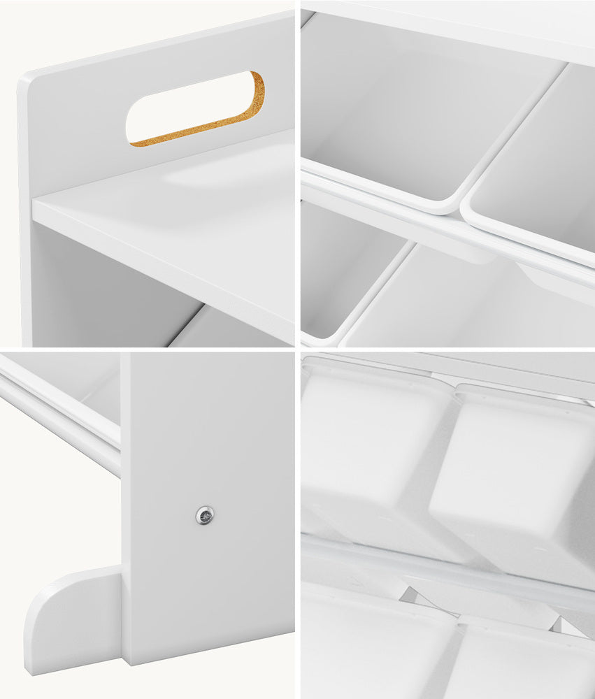 Kids Toy Storage Organiser 9 Bin Bookshelf Shelf Unit for Playroom Grey/White