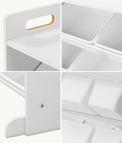 Kids Toy Storage Organiser 9 Bin Bookshelf Shelf Unit for Playroom Grey/White