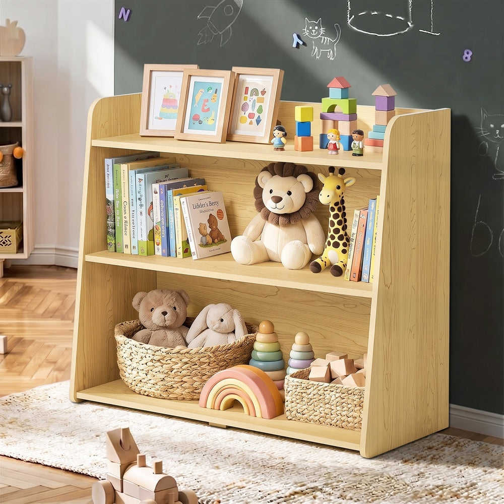 Kids Storage Bookshelf White 3 Tier