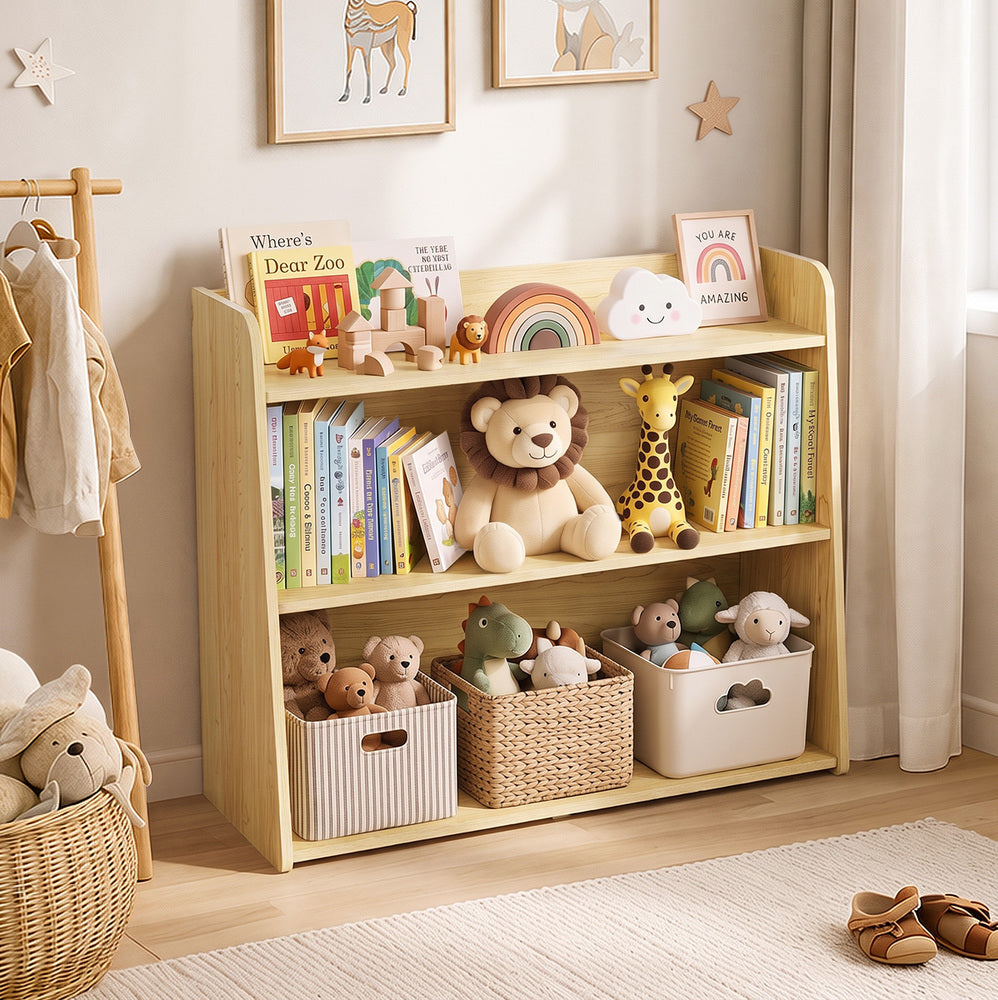 Kids Storage Bookshelf White 3 Tier
