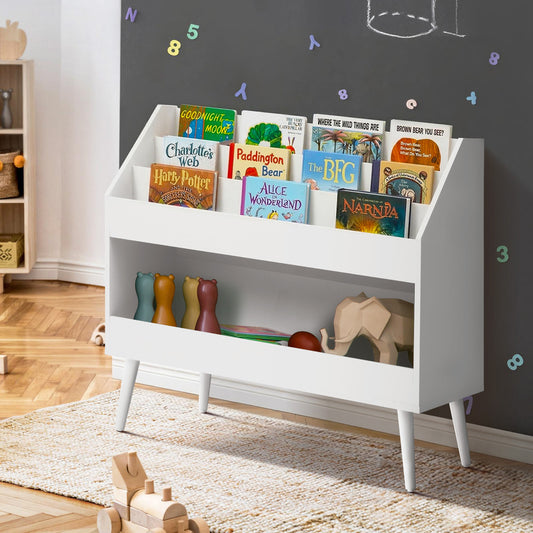 Kids Bookshelf Children Bookcase Organiser Toy Shelf White