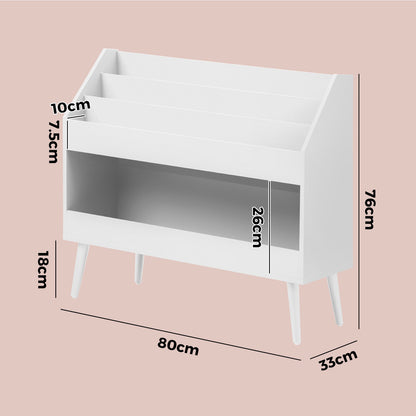 Kids Bookshelf Children Bookcase Organiser Toy Shelf White