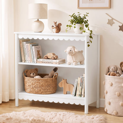 Kids Storage Bookshelf 2 Tier White