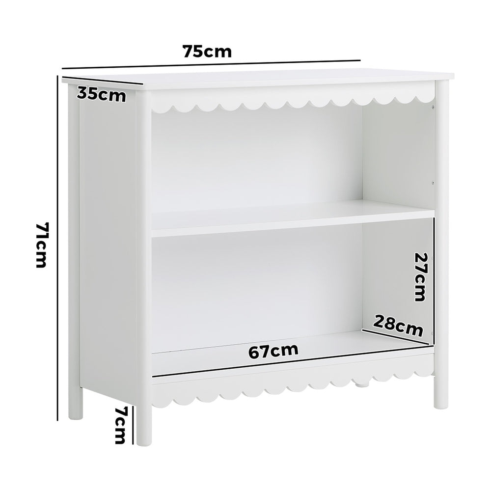 Kids Storage Bookshelf 2 Tier White