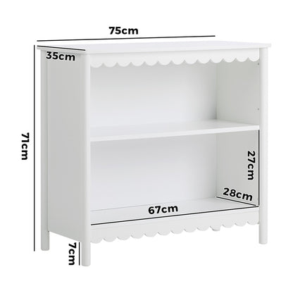Kids Storage Bookshelf 2 Tier White