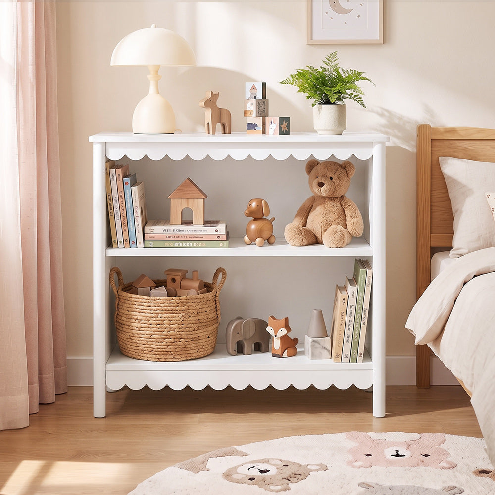 Kids Storage Bookshelf 2 Tier White