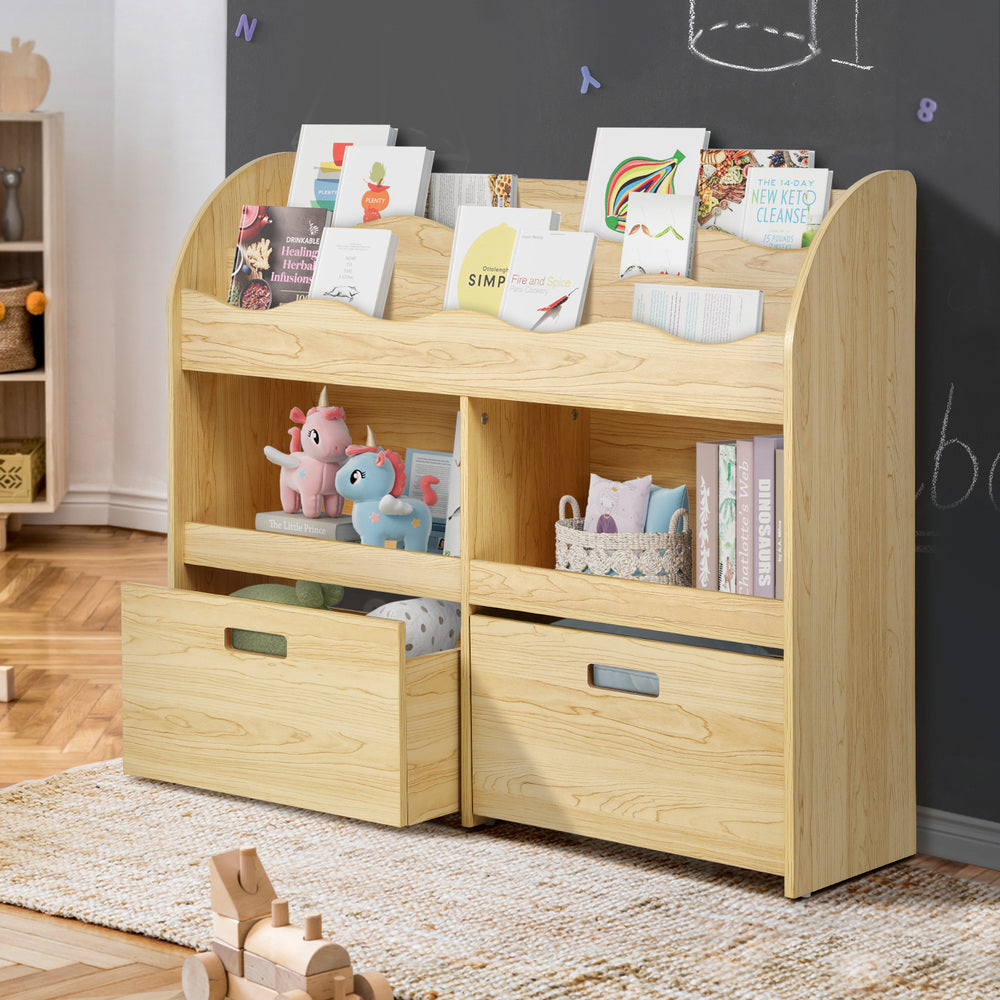 Kids Bookshelf Toy Storage Box Organiser Display Shelf White