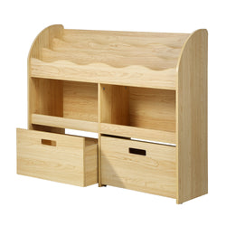 Kids Bookshelf Toy Storage Box Organiser Display Shelf Natural