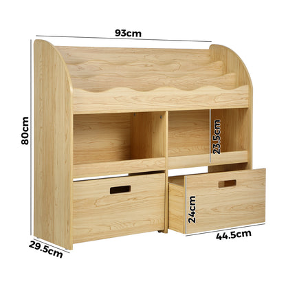 Kids Bookshelf Toy Storage Box Organiser Display Shelf Natural