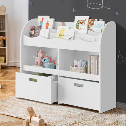 Kids Bookshelf Toy Storage Box Organiser Display Shelf White