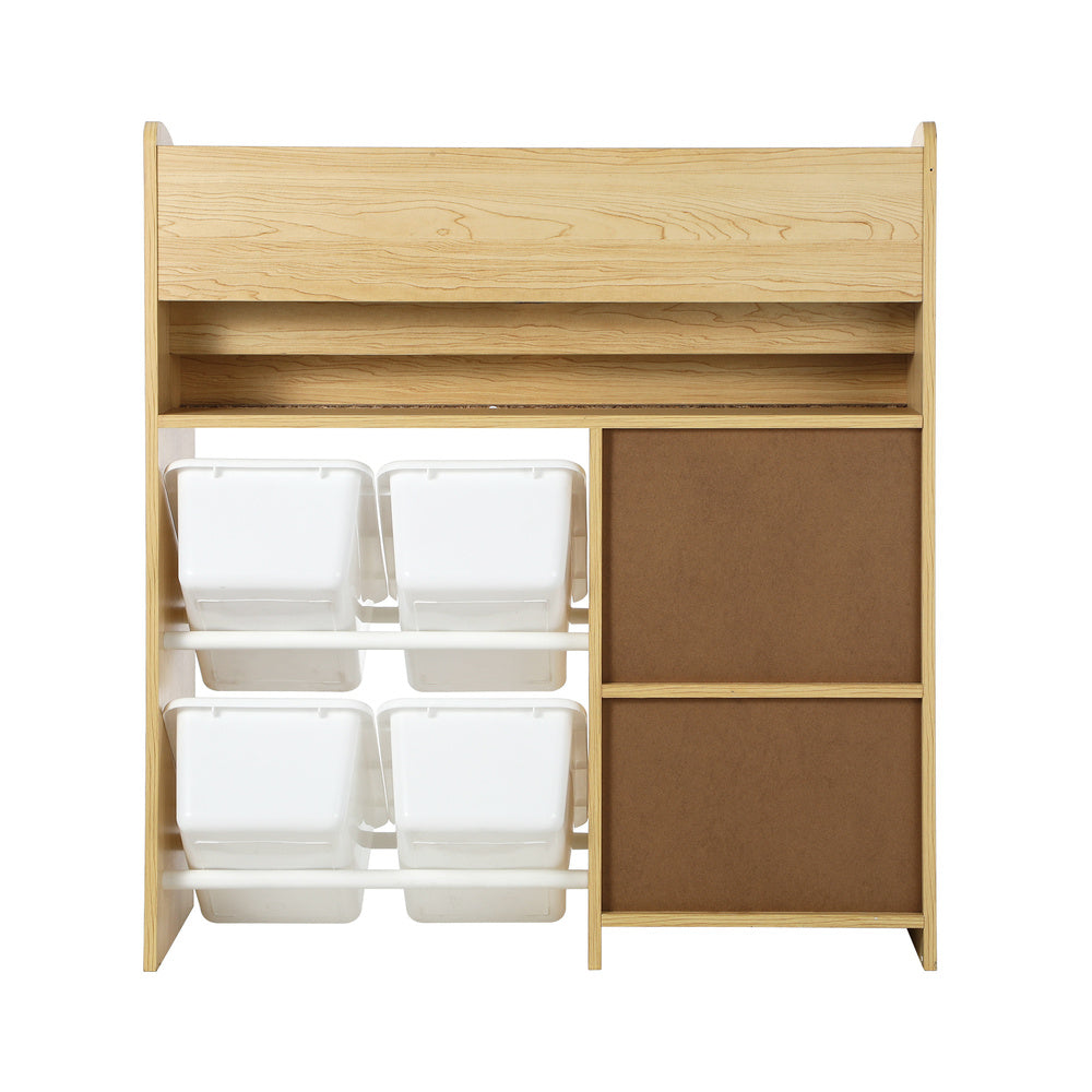 Kids Bookshelf 4 Bins Toy Box Storage Organiser Display Shelf