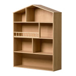 Kids Bookshelf House Bookcase Display Rack 4 Tier Natural 92x75x24cm