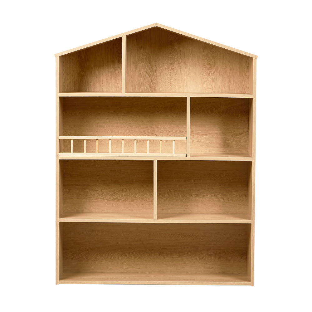 Kids Bookshelf House Bookcase Display Rack 4 Tier Natural 92x75x24cm