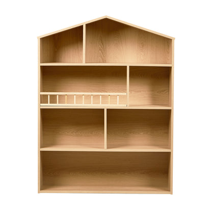 Kids Bookshelf House Bookcase Display Rack 4 Tier Natural 92x75x24cm