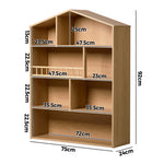Kids Bookshelf House Bookcase Display Rack 4 Tier Natural 92x75x24cm