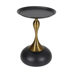 Coffee Side Table Round Metal Black/White