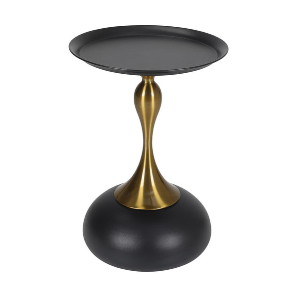  Coffee Side Table Round Metal Black/White