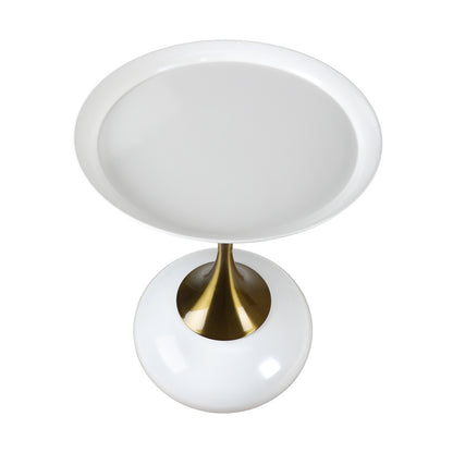 Coffee Side Table Round Metal Black/White
