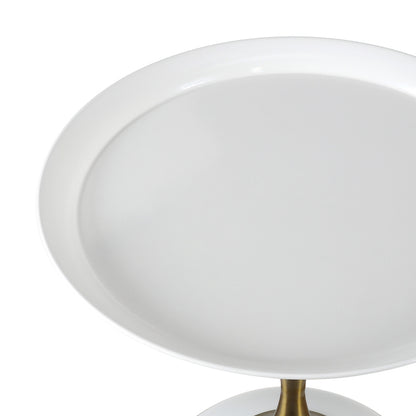 Coffee Side Table Round Metal Black/White