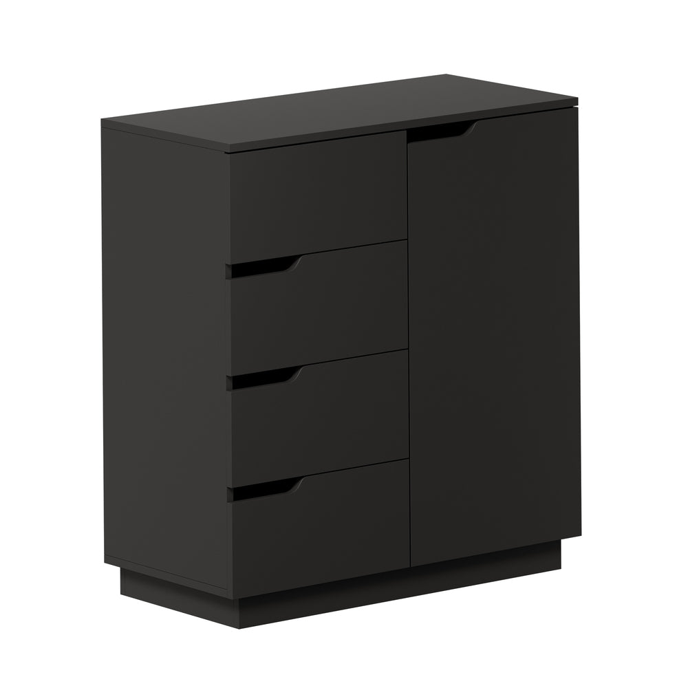 Black Buffet Cabinet 4 Drawers Storage | HomeAndLiving