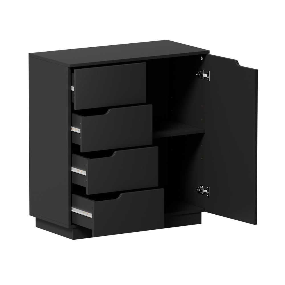 Black Buffet Cabinet 4 Drawers Storage | HomeAndLiving