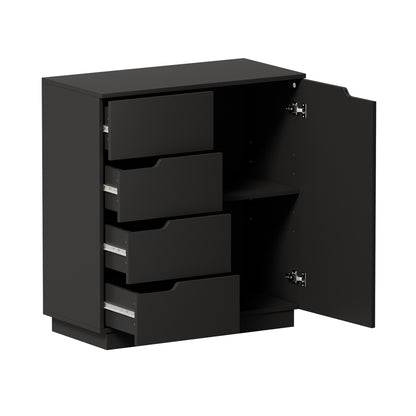Black Buffet Cabinet 4 Drawers Storage | HomeAndLiving