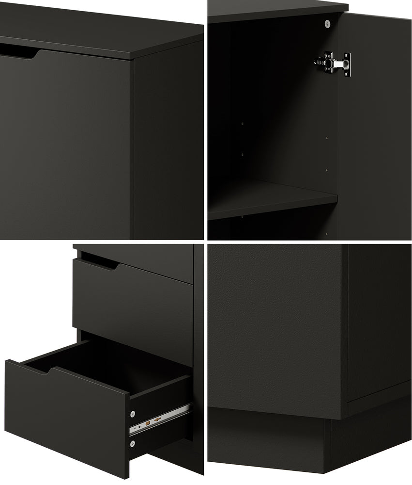 Black Buffet Cabinet 4 Drawers Storage | HomeAndLiving