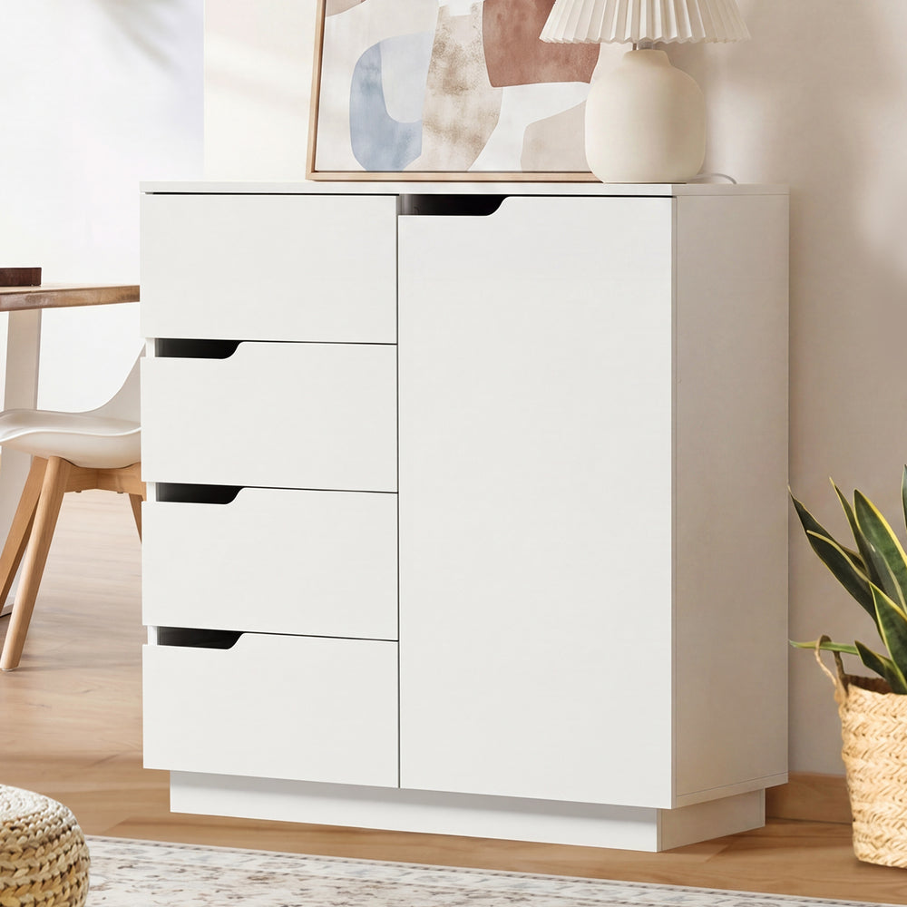 Buffet Storage Cabinet 4 Drawers White | HomeAndLiving