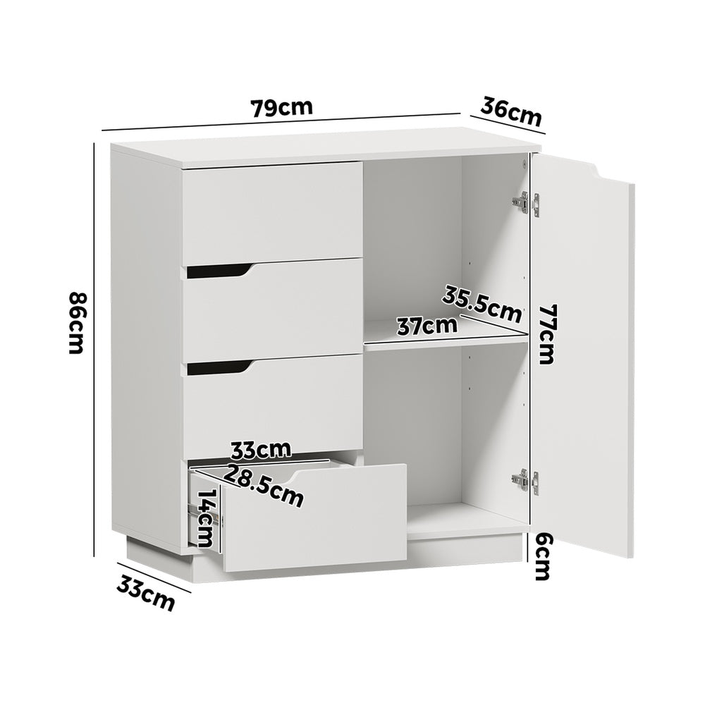 Buffet Storage Cabinet 4 Drawers White | HomeAndLiving