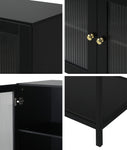 Bathroom Cabinet Slim Tempered Glass Door Black