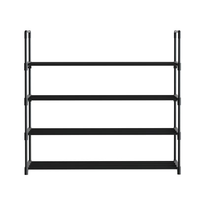 Sleek 4-Tier Shoe Rack - 16 Pairs Stackable Black